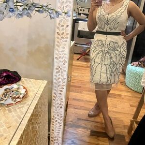 Anthropologie Ryu Ivory Cream Chiffon Dress - M-L